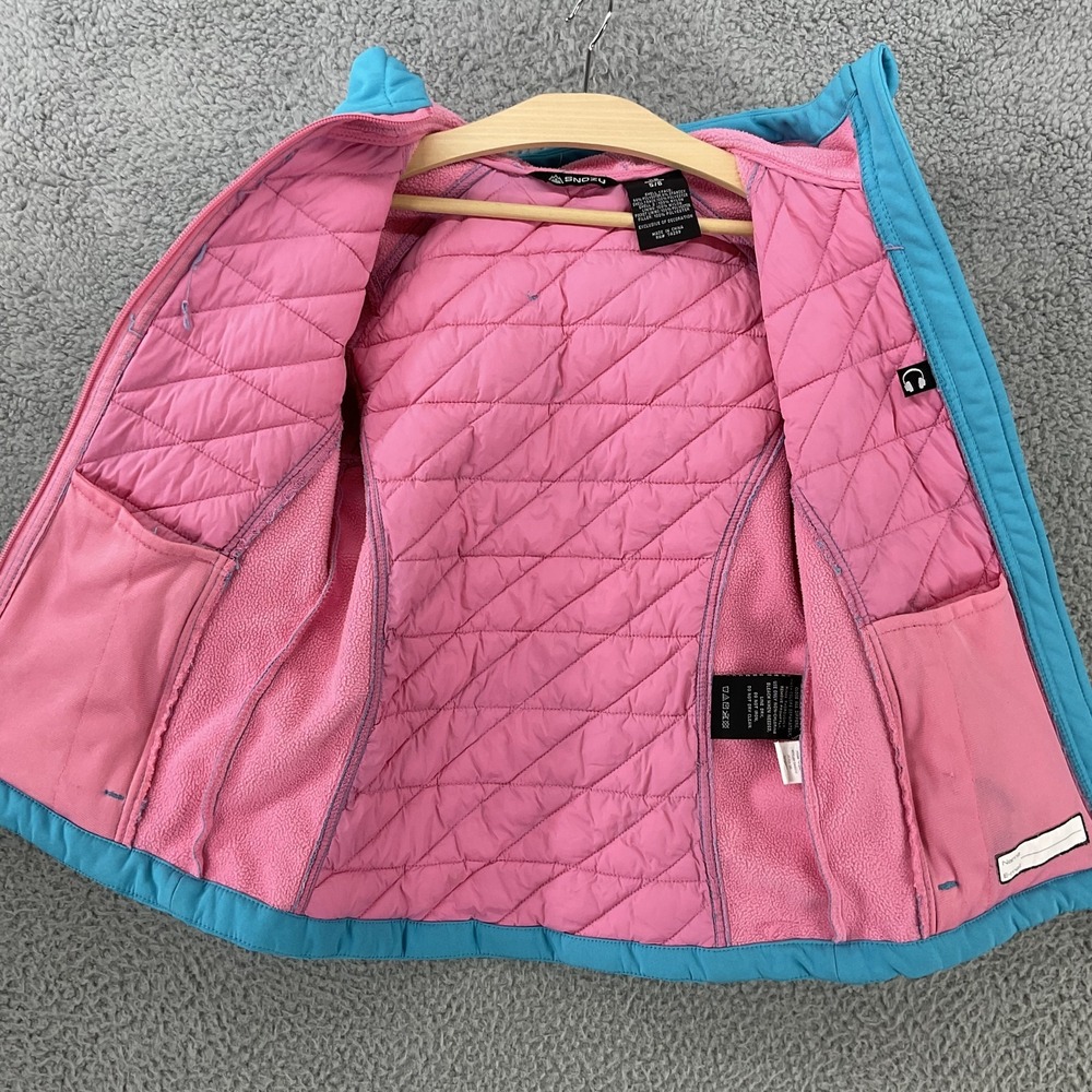 Snozu‎ Jacket Girls 5-6 Years Blue Quilted Hooded Full Zip Fleece Lined - Picture 4 of 9